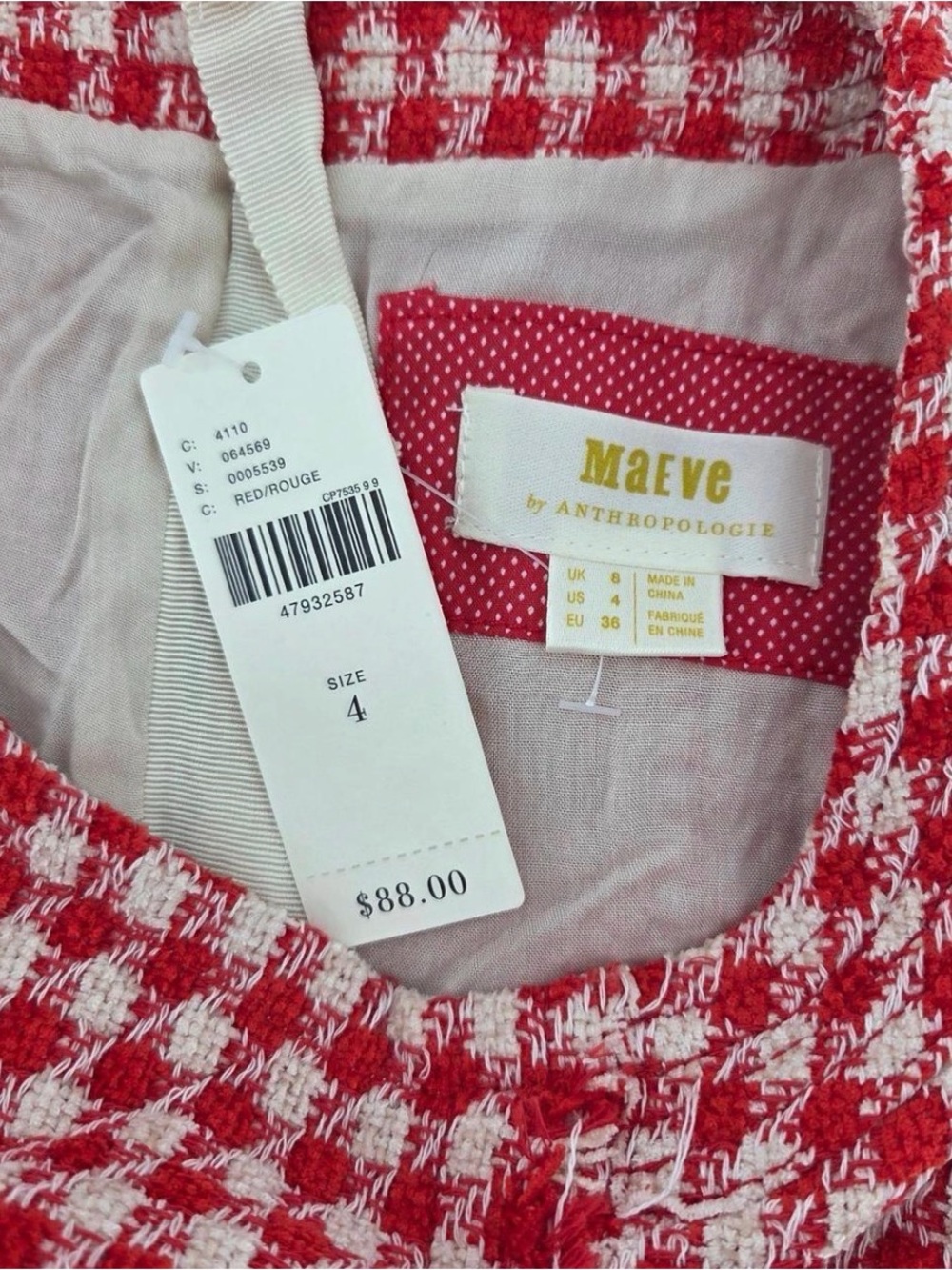 Maeve Anthropologie Houndstooth Peplum Sleeveless